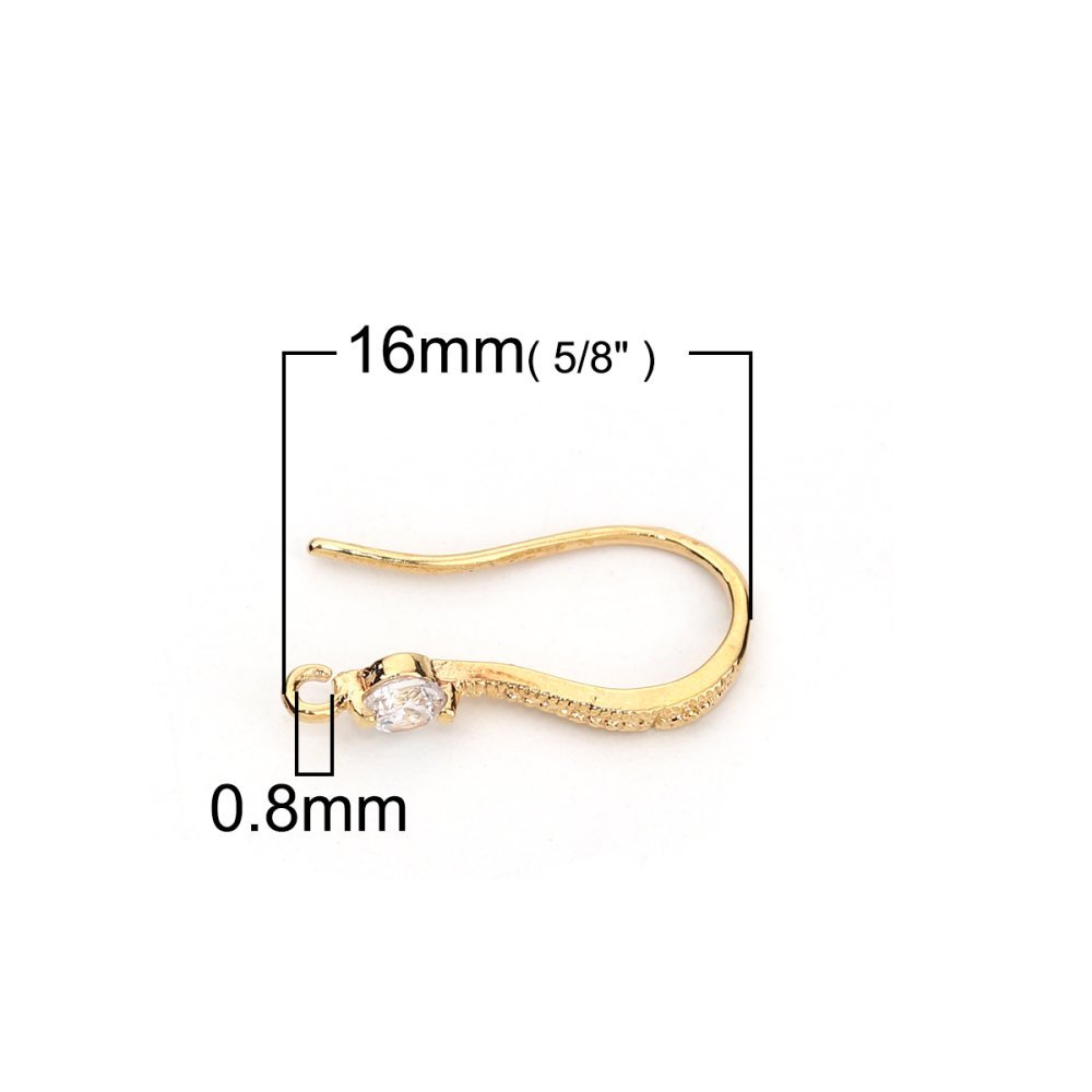 Suporte para brincos N°25 Gancho dourado e strass