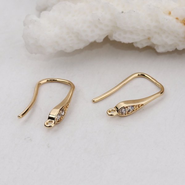 Suporte para brincos N&deg;26 Gancho dourado e strass