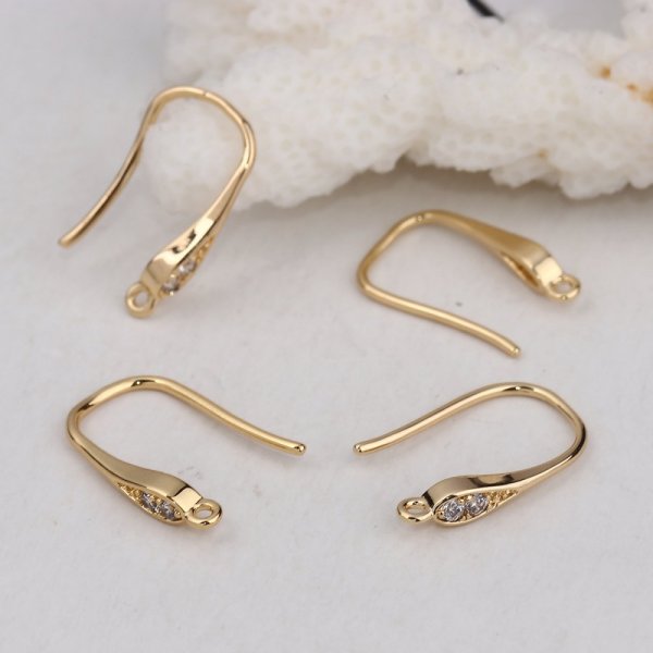 Suporte para brincos N&deg;26 Gancho dourado e strass