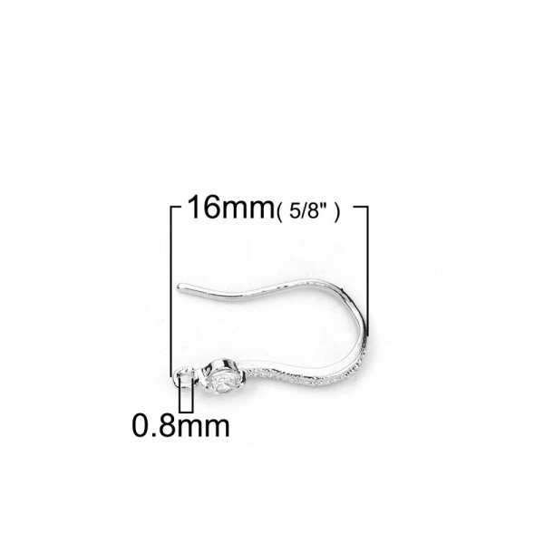 Suporte para brincos N&deg;01 Gancho banhado a platina e strass transparente
