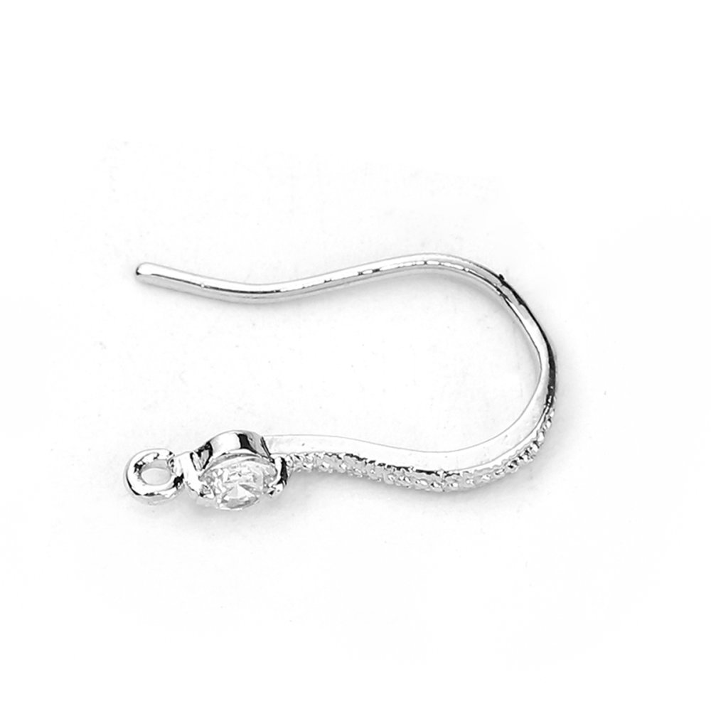 Suporte para brincos N°01 Gancho banhado a platina e strass transparente