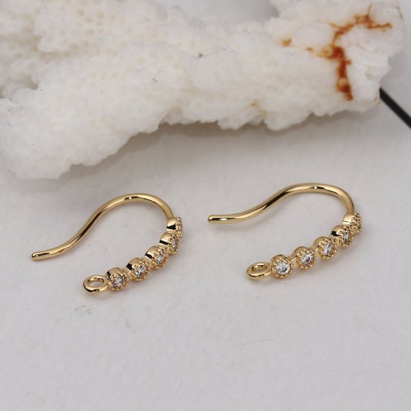 Suporte para brincos N&deg;29 Gancho dourado e strass