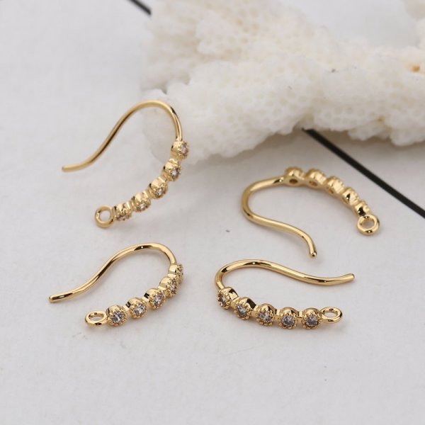 Suporte para brincos N&deg;29 Gancho dourado e strass