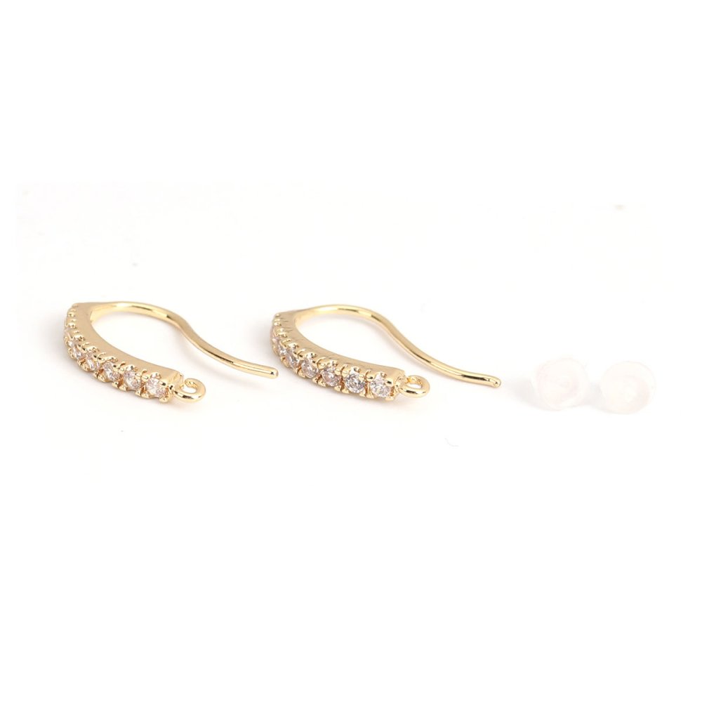 Suporte para brincos N°31 Gancho banhado a ouro de 18K e strass transparente
