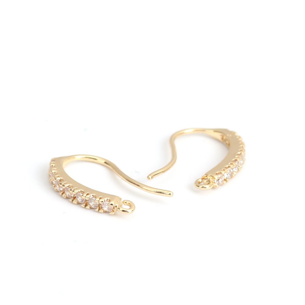 Suporte para brincos N°31 Gancho banhado a ouro de 18K e strass transparente