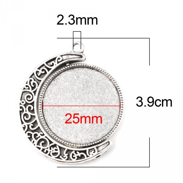 Support cabochon 25 mm rotatif N&deg;01 argent vieilli