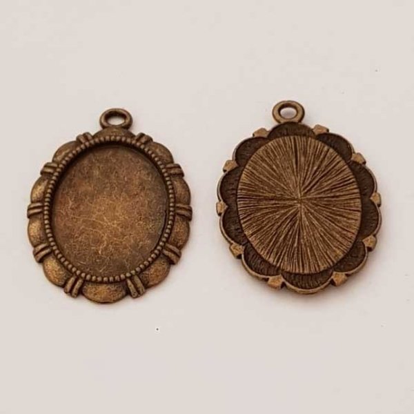 Support cabochon Ovale de 28 X 20 mm Bronze N&deg;04