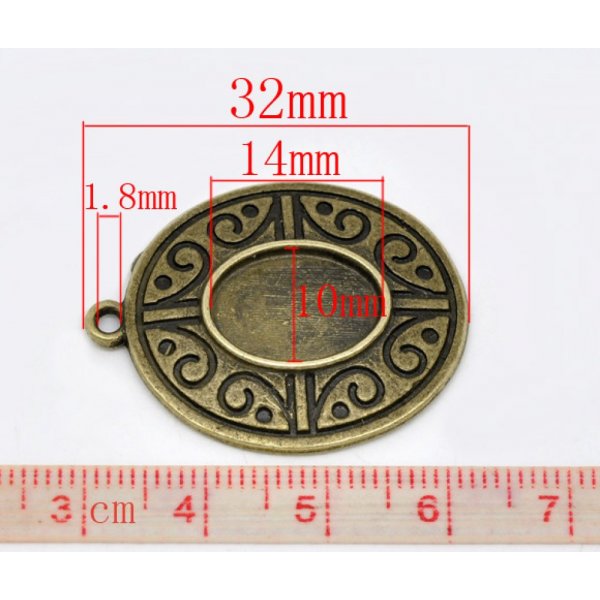 Support cabochon Ovale de 14 X 10 mm Bronze N&deg;06