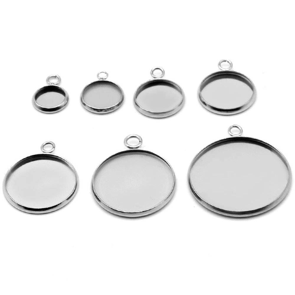 Suporte para cabochão redondo 18 mm Aço inoxidável N°05 Anel aberto