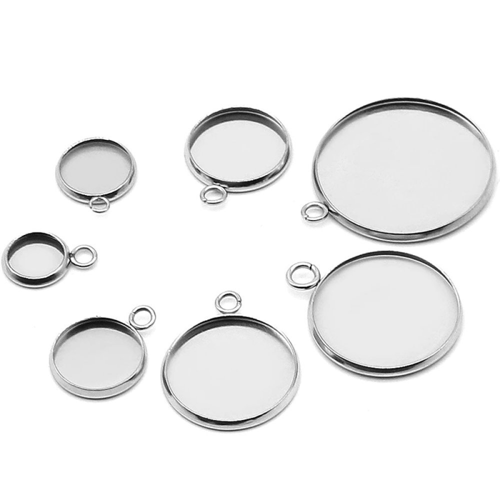 Suporte para cabochão redondo 18 mm Aço inoxidável N°05 Anel aberto