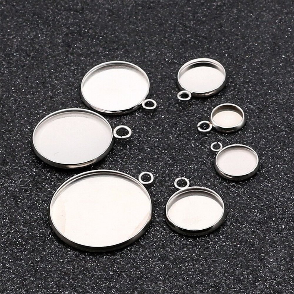 Suporte para cabochão redondo 18 mm Aço inoxidável N°05 Anel aberto