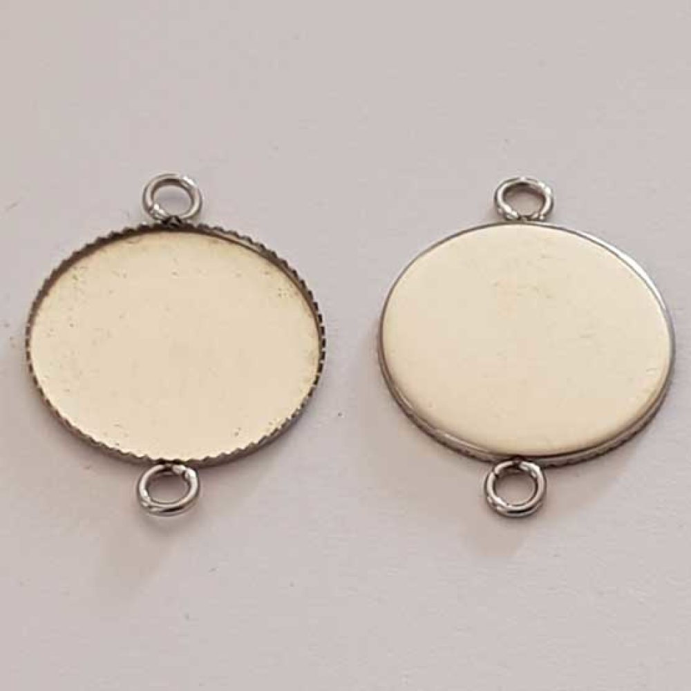 Suporte para cabochão redondo 18 mm Aço inoxidável 2 anéis