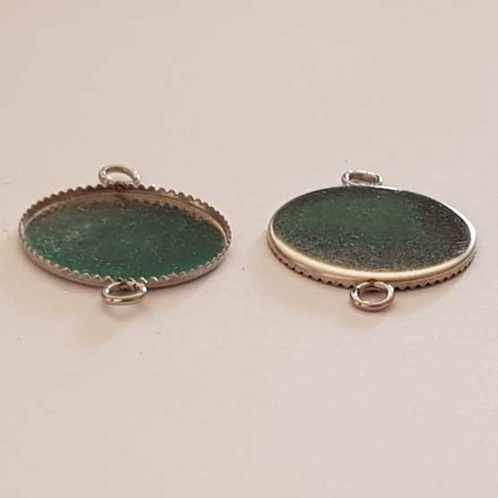 Suporte para cabochão redondo 18 mm Aço inoxidável 2 anéis