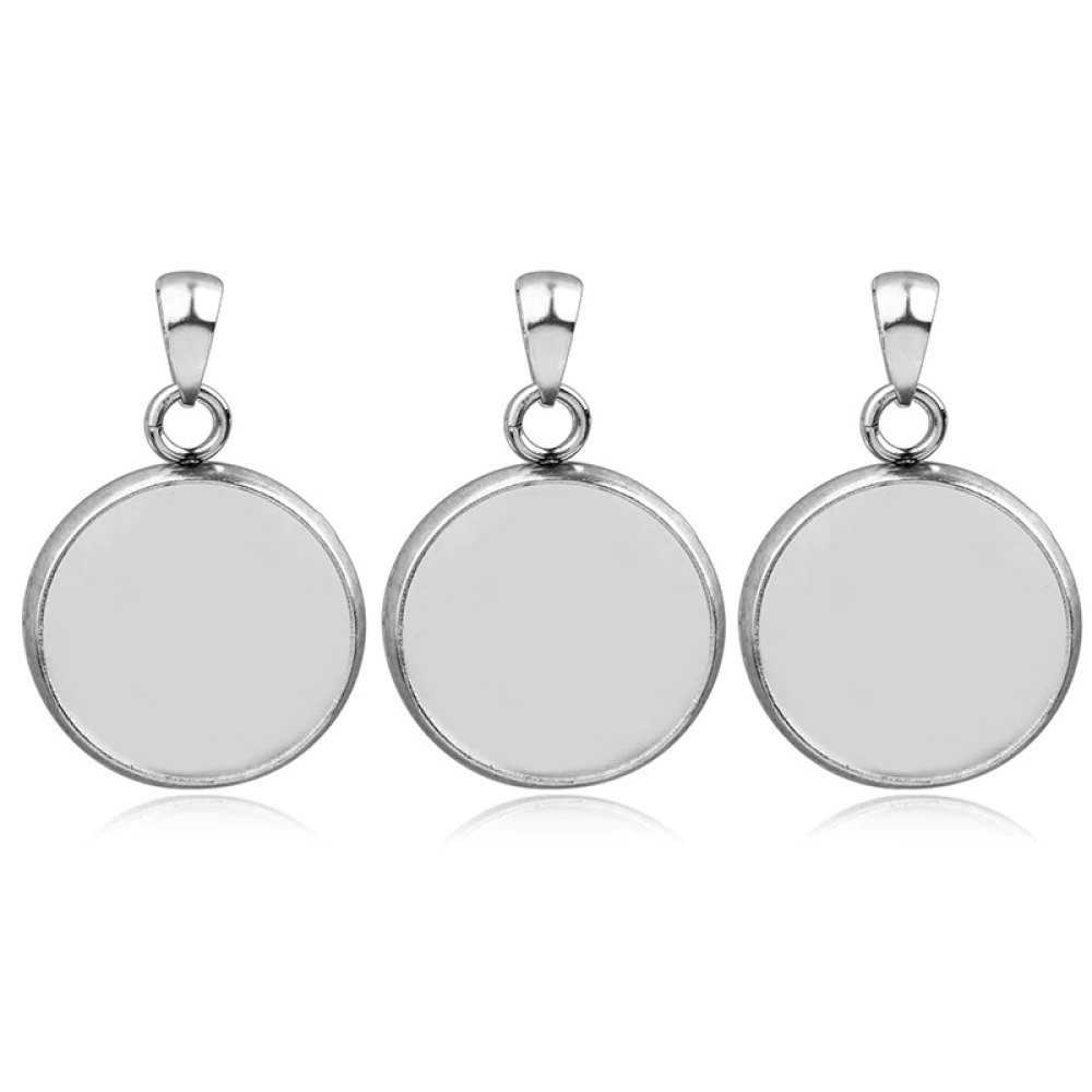 Suporte para cabochão redondo 18 mm Aço inoxidável N°04