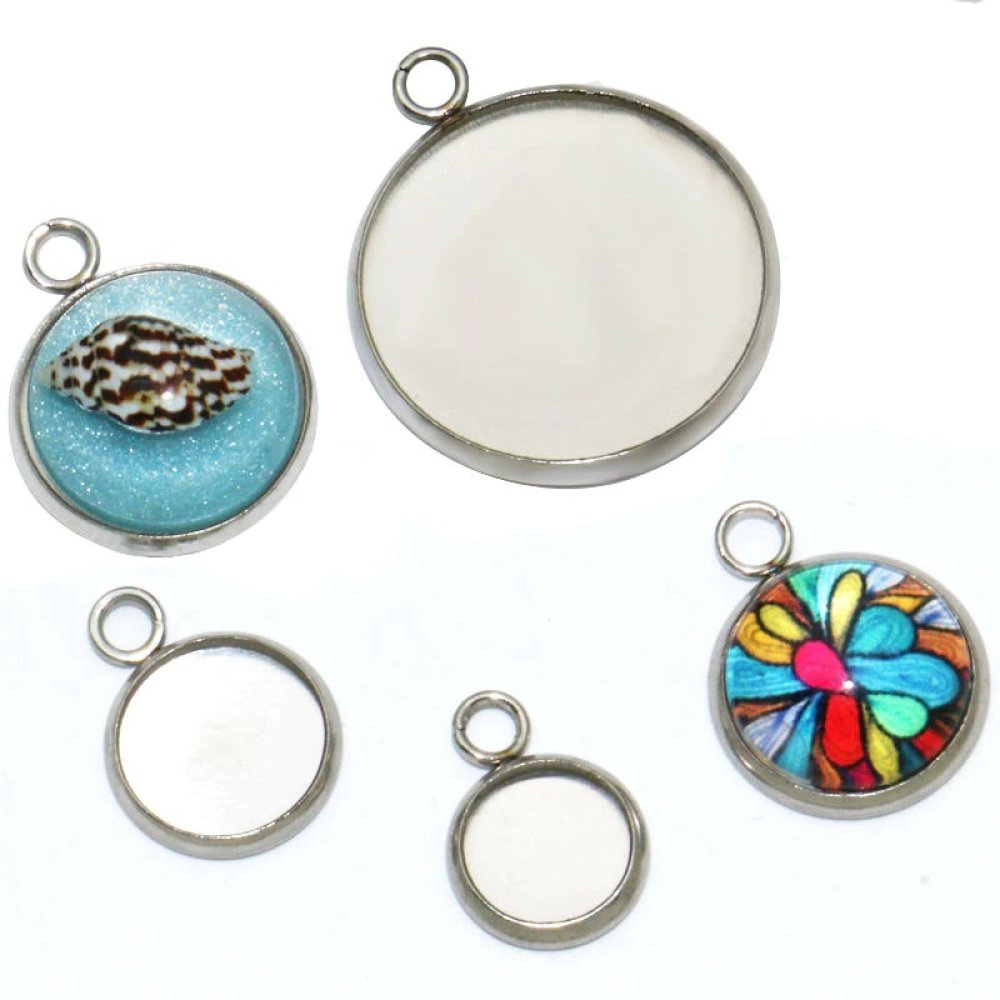 Suporte para cabochão redondo 10 mm Aço inoxidável N°05 Anel fechado