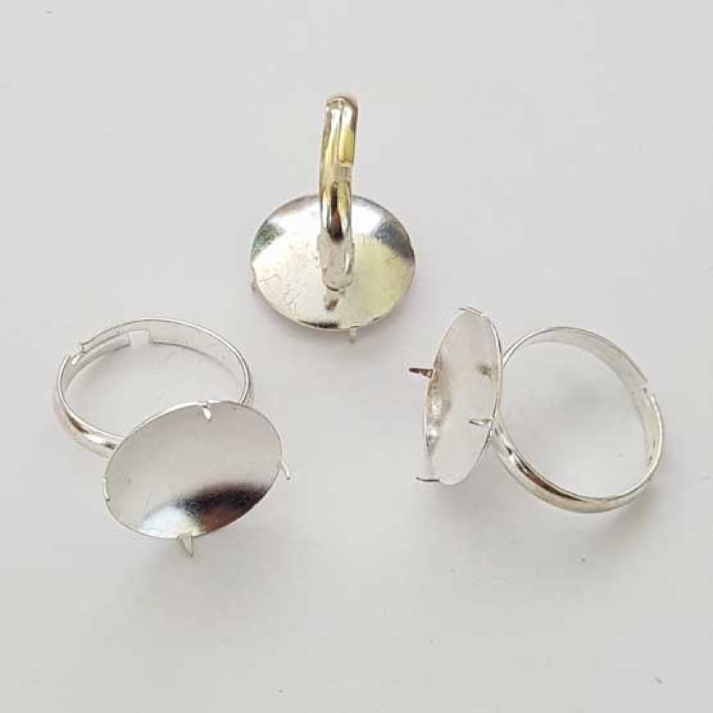 Suporte de anel ajustável com placa de 4 garras prateada N°01