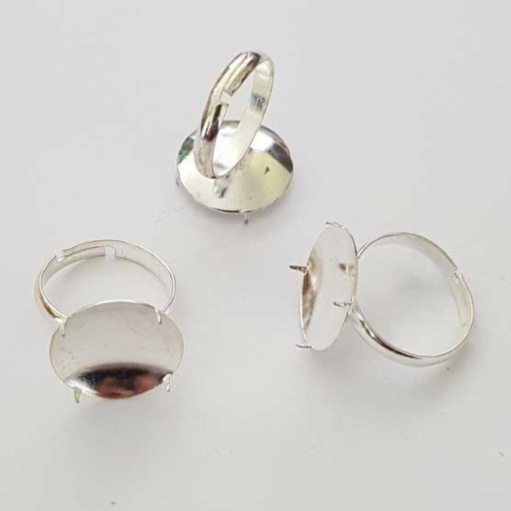 Suporte de anel ajustável com placa de 4 garras prateada N°01
