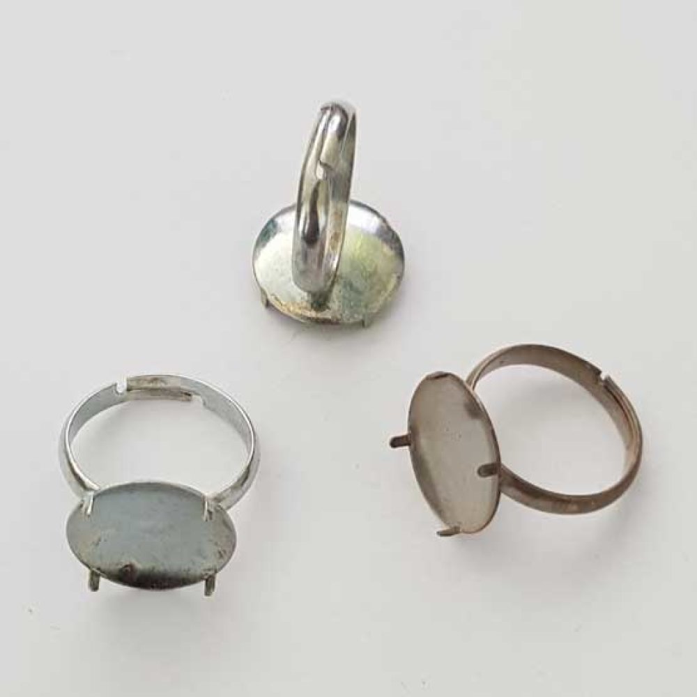 Suporte de anel ajustável com placa de 4 garras prateada N°03