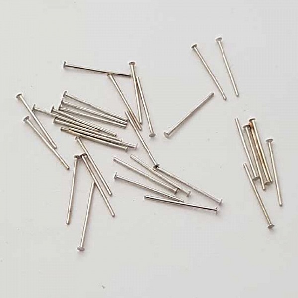 Tige / clou 15mm &agrave; t&ecirc;te plate argent Vieilli x 10 pi&egrave;ces