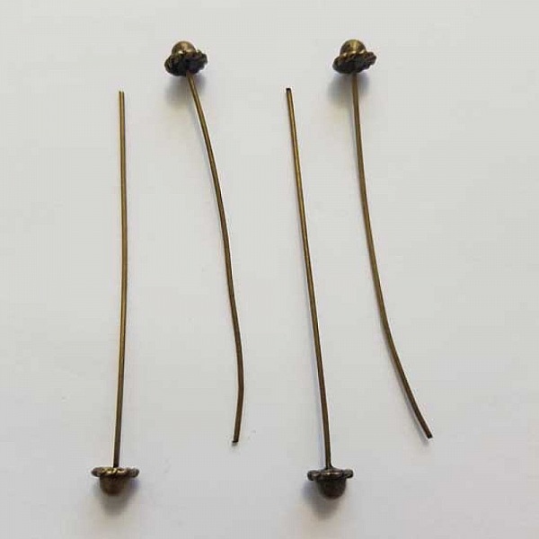 Tige / clou 54mm &agrave; t&ecirc;te boule fantaisie N&deg;02 bronze x 1 pi&egrave;ce