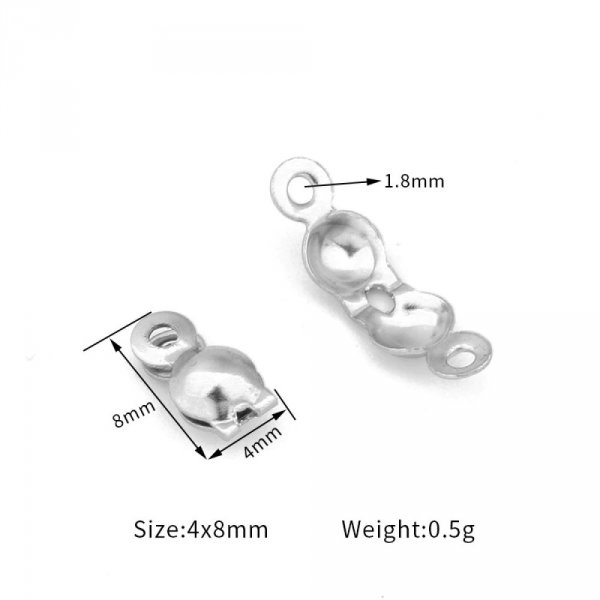 X 10 perles cache n&oelig;ud fermoir acier inoxydable 8 x 4 mm