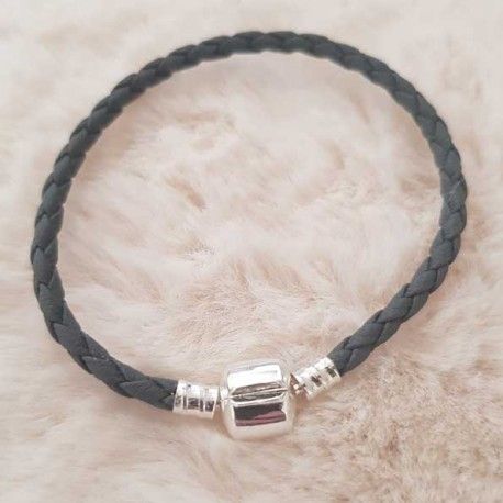 Pulseira de clipe europeu Plain 01 DE 15 A 23 CM Cinzento