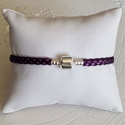Pulseira europeia de clipe entrançado simples 03 DE 15 A 23 CM Ameixa