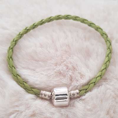 Pulseira europeia de clipe entrançado simples 02 DE 15 A 23 CM Verde