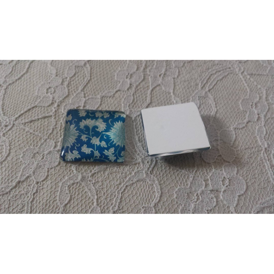 Cabochão de vidro quadrado 25mm 001 