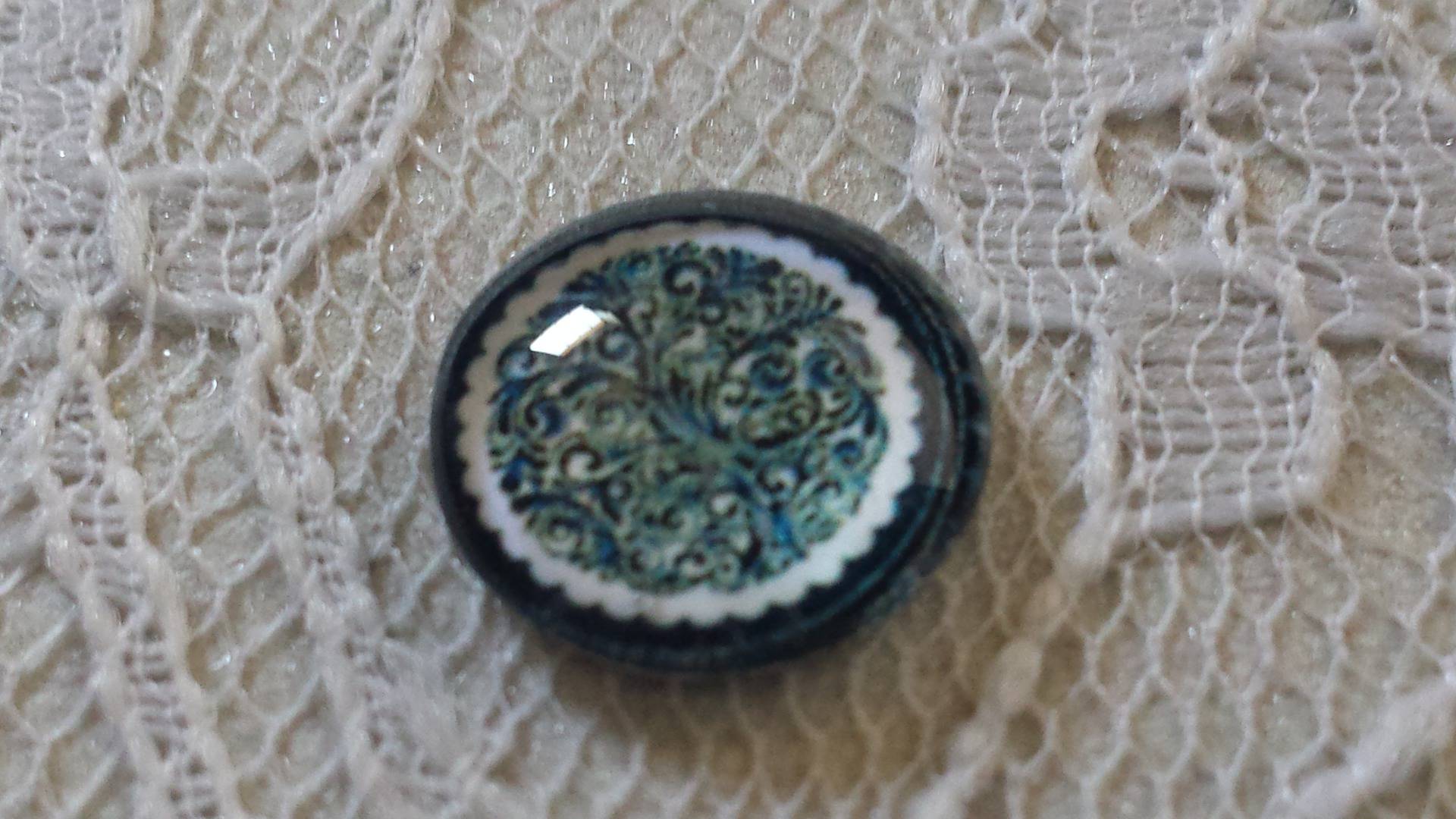 cabochão de vidro redondo 12mm flor 030 