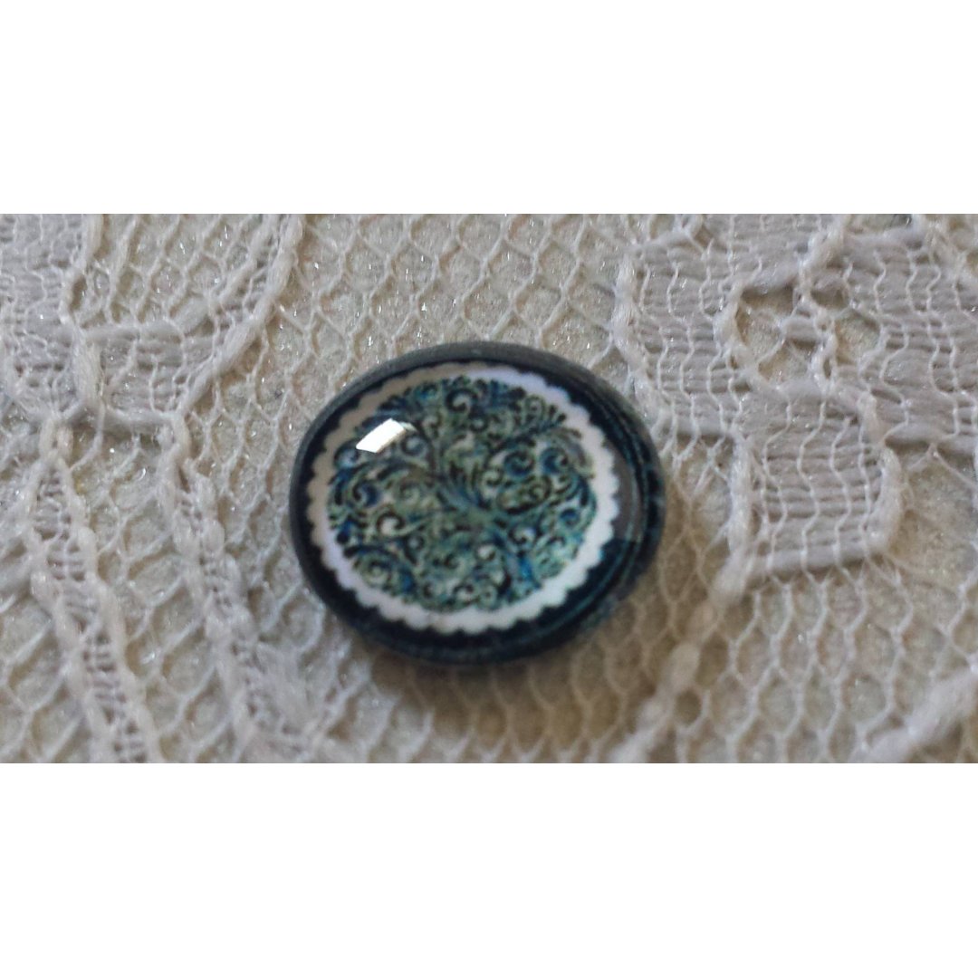 cabochão de vidro redondo 12mm flor 030 