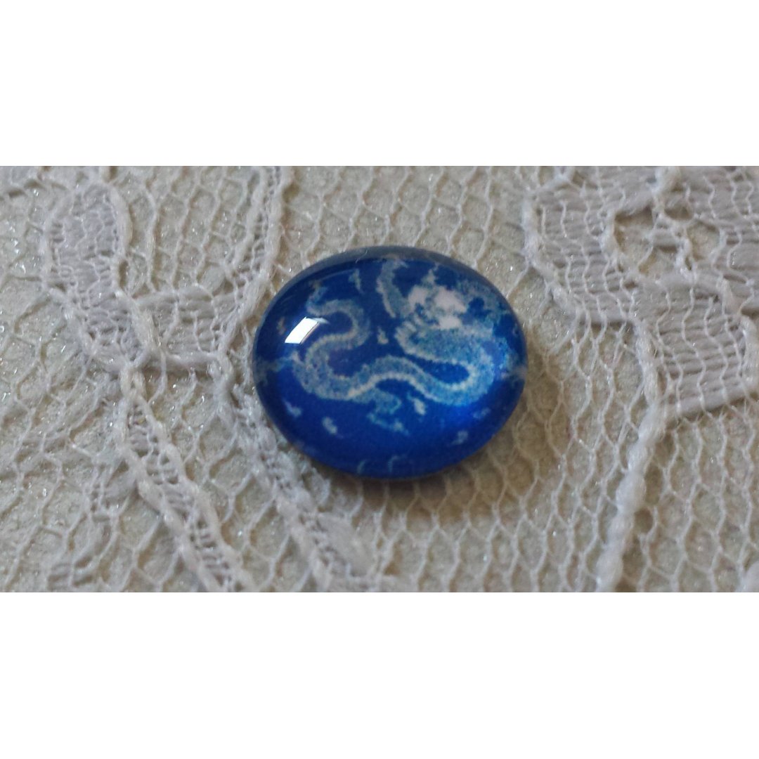 cabochão de vidro redondo 12mm flor azul 022 