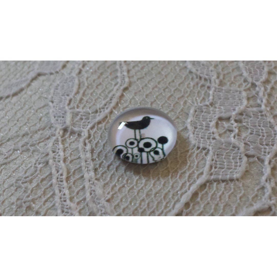 cabochão de vidro redondo 10mm aves 018 