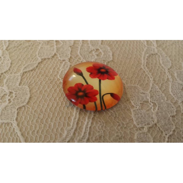 caboch&atilde;o de vidro redondo 20mm flor 01-049 