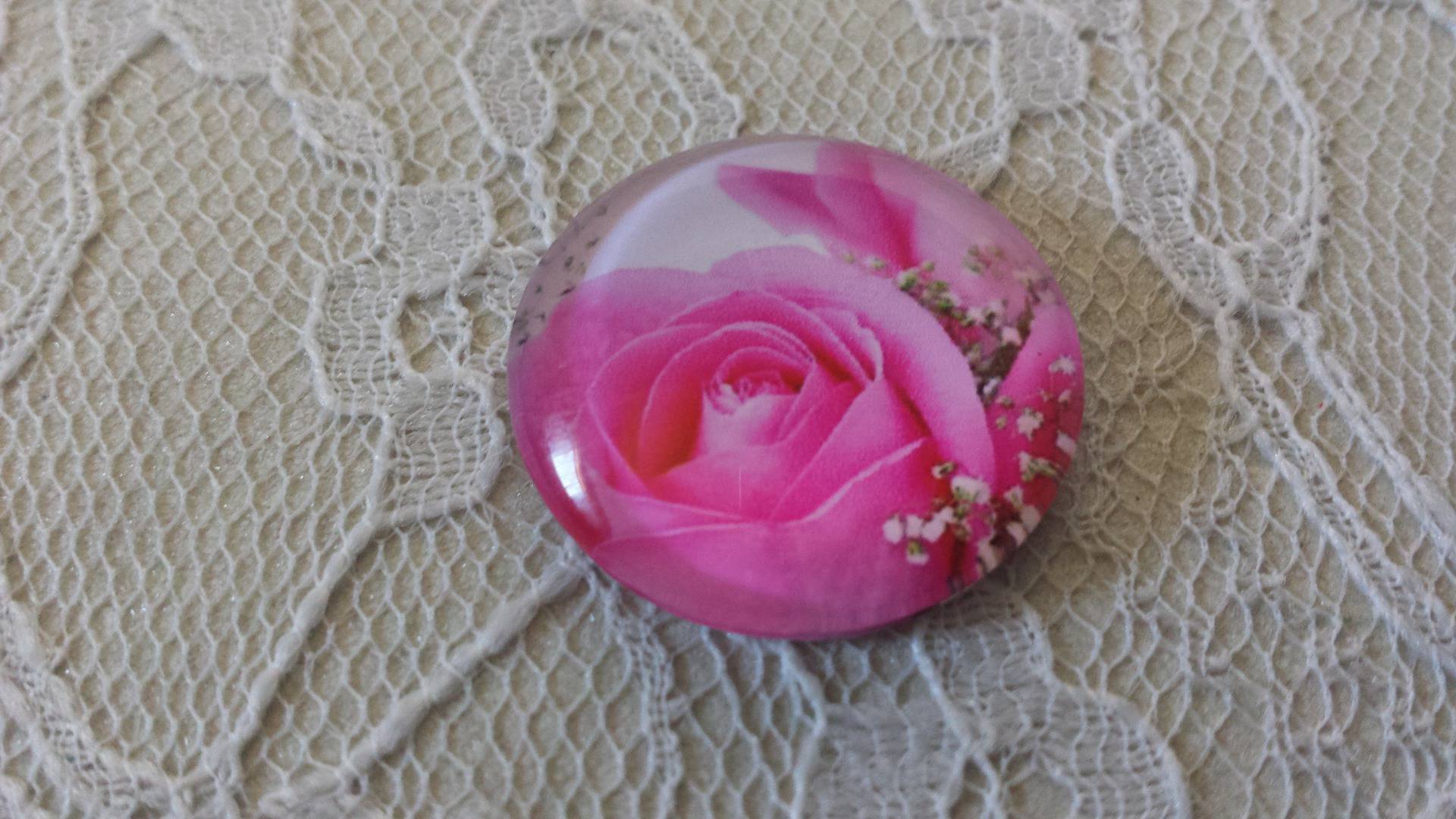 cabochão de vidro redondo 20mm flor 01-037 