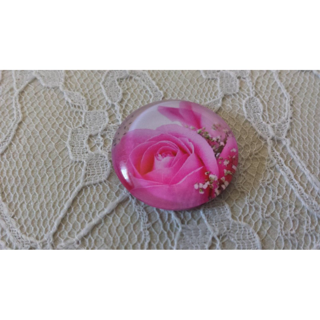 cabochão de vidro redondo 20mm flor 01-037 