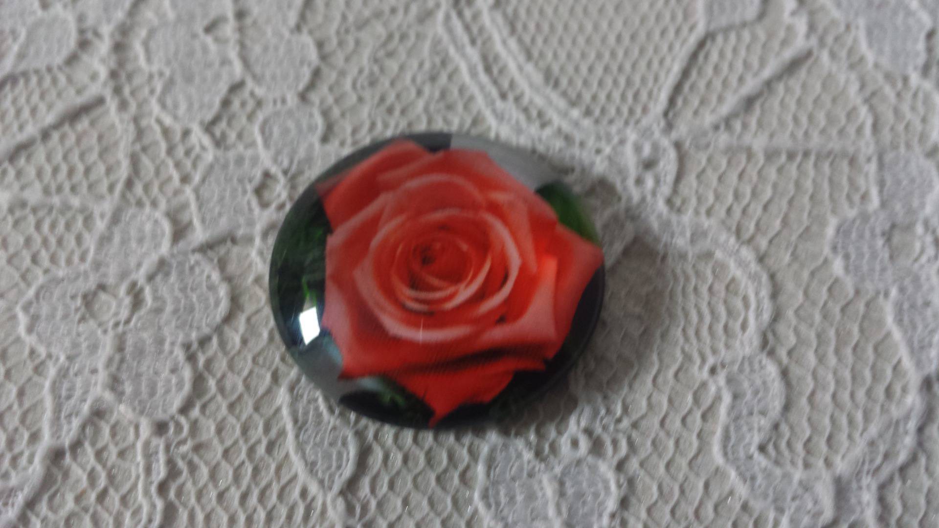 cabochão de vidro redondo 20mm flor 01-022 