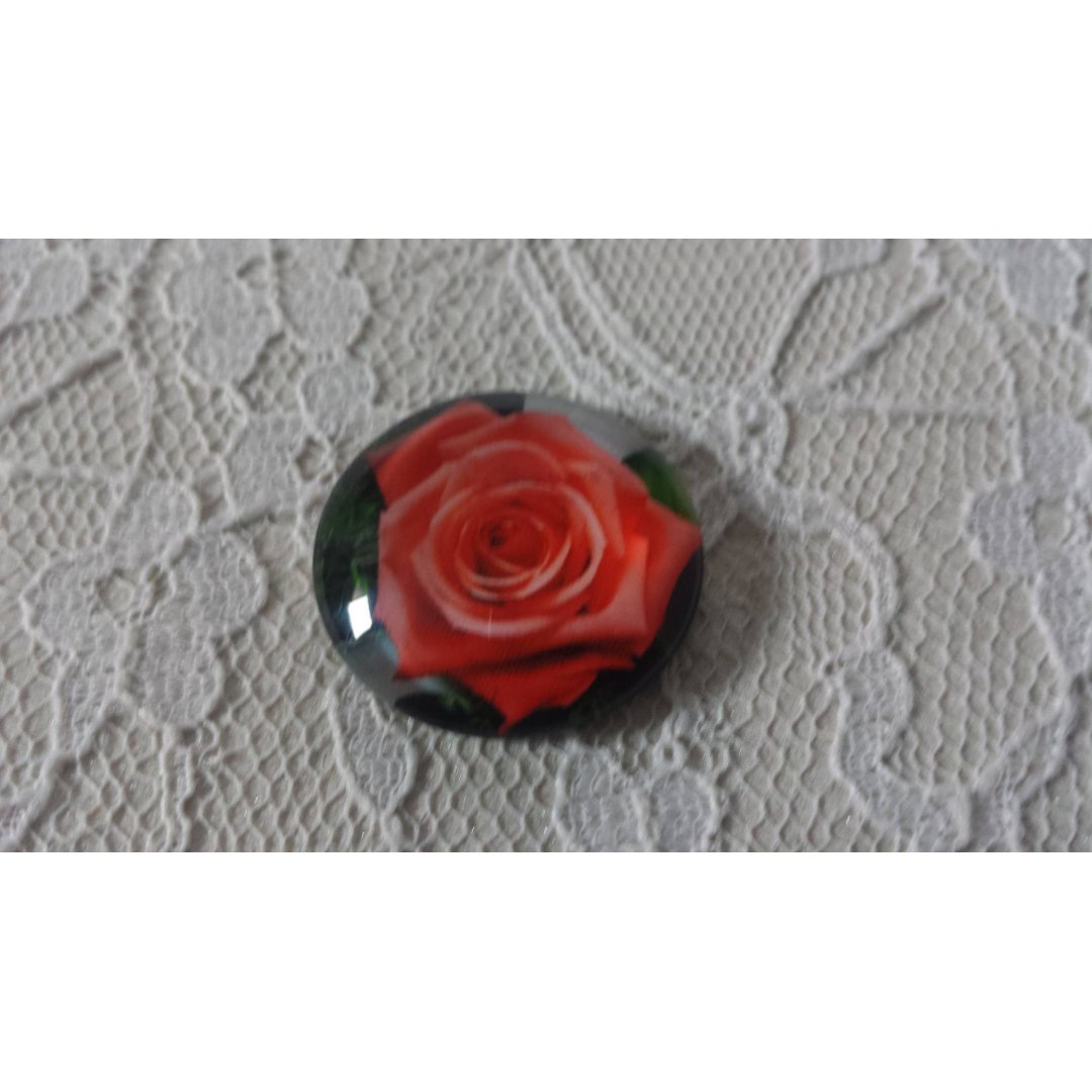 cabochão de vidro redondo 20mm flor 01-022 
