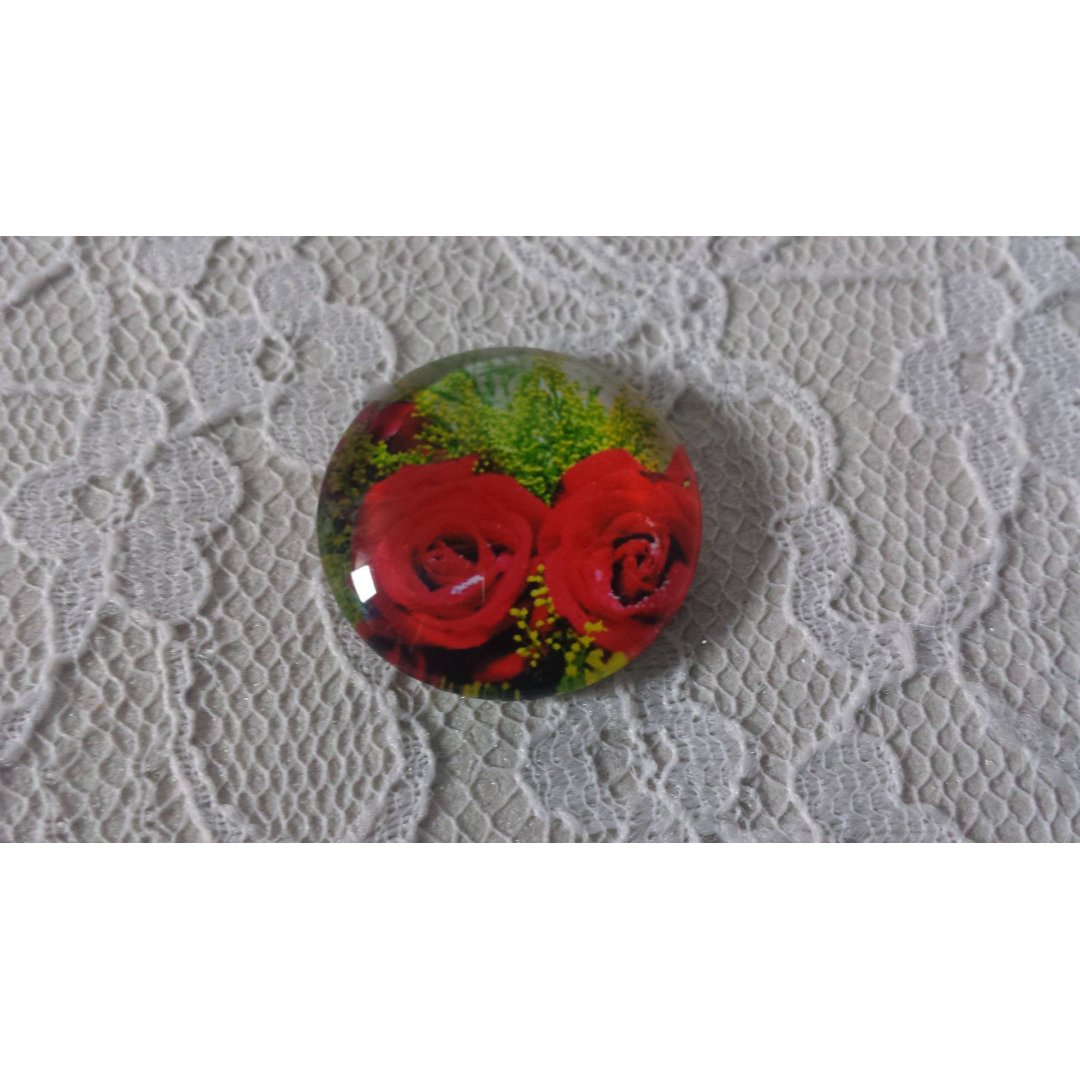 cabochão de vidro redondo 20mm flor 01-019 