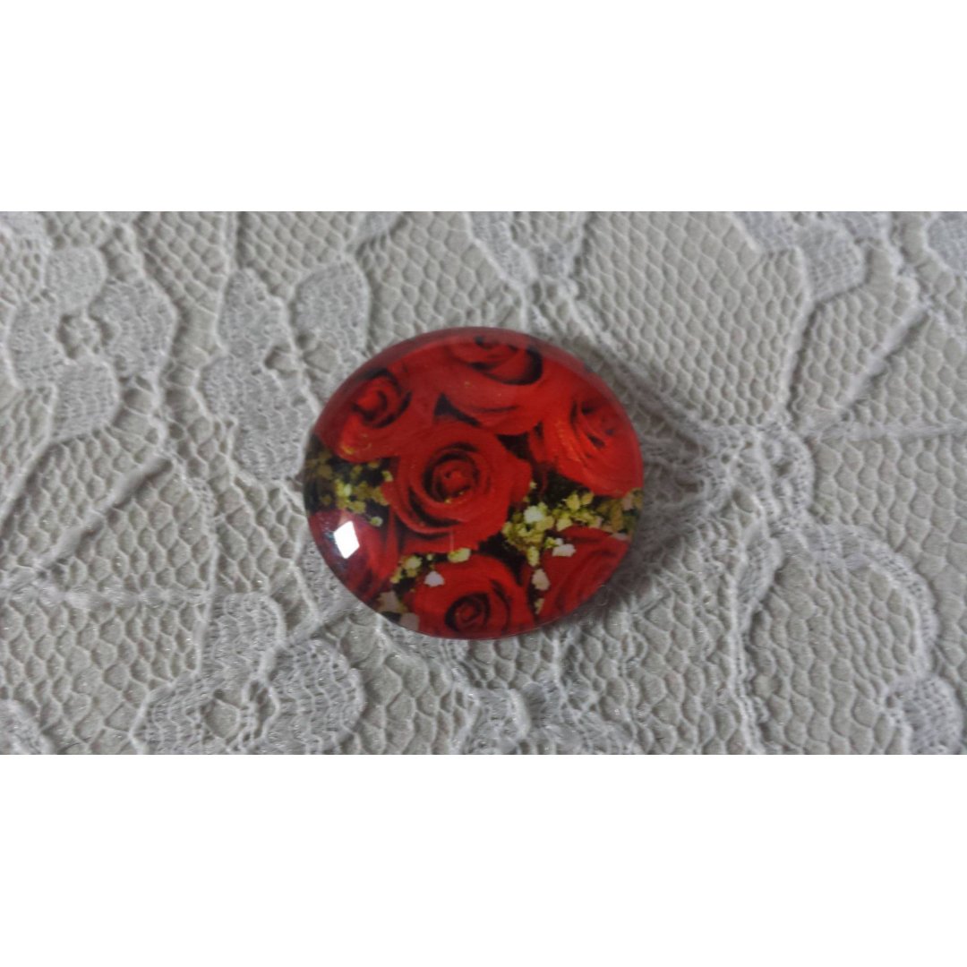 cabochão de vidro redondo 20mm flor 01-017 