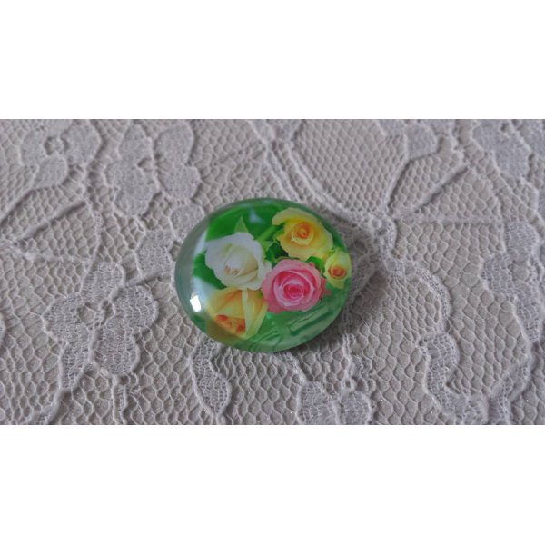 caboch&atilde;o de vidro redondo 20mm flor 01-007 