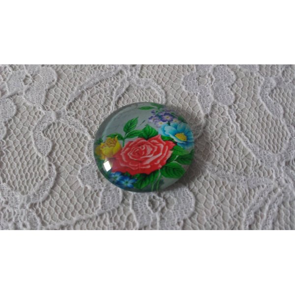 caboch&atilde;o de vidro redondo 20mm flor 01-005 