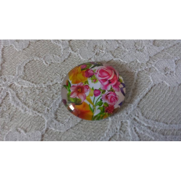 caboch&atilde;o de vidro redondo 25mm flor 01-046 
