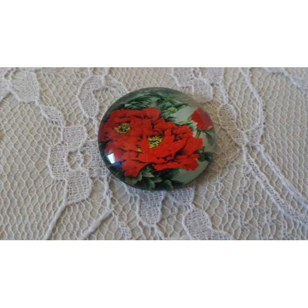 caboch&atilde;o de vidro redondo 25mm flor 01-035 