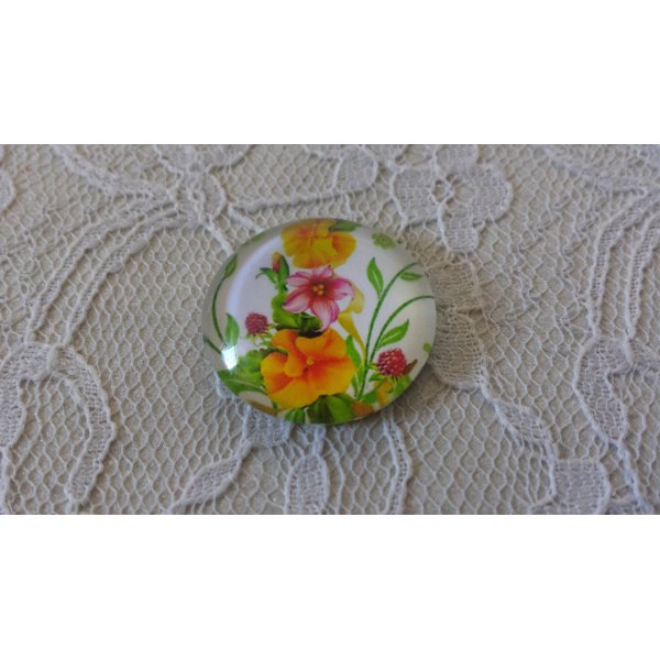 caboch&atilde;o de vidro redondo 25mm flor 01-028 