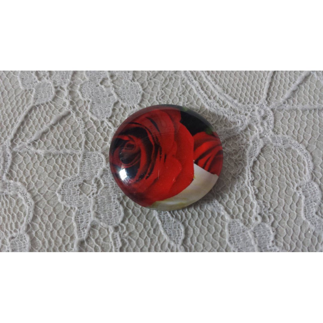 cabochão de vidro redondo 25mm flor 01-027 