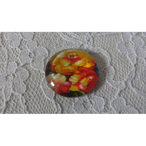 caboch&atilde;o de vidro redondo 25mm flor 01-004 
