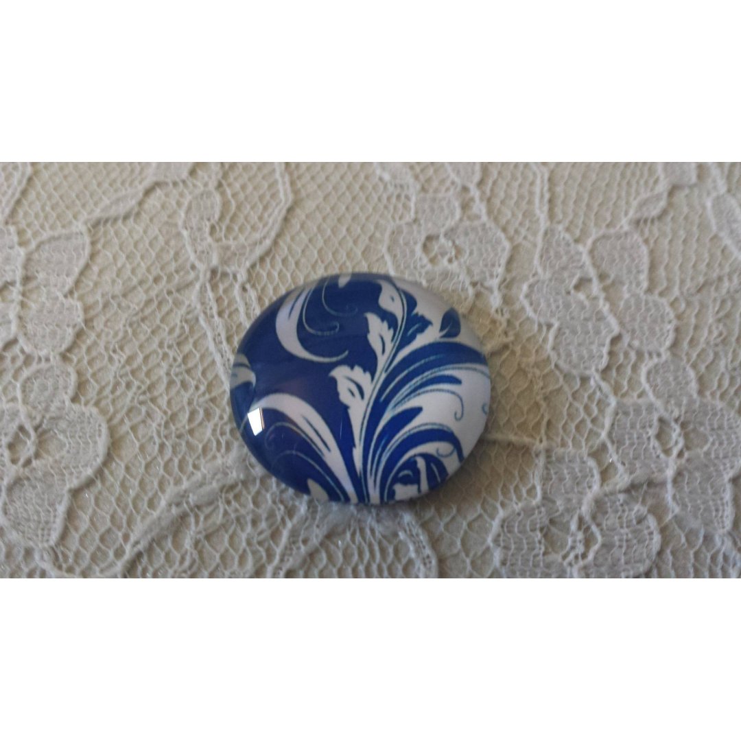 cabochão de vidro redondo 25mm flor 042 