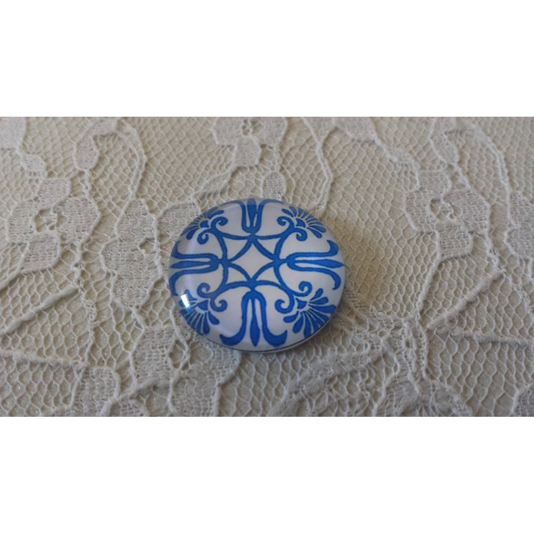cabochão de vidro redondo 25mm flor 040 