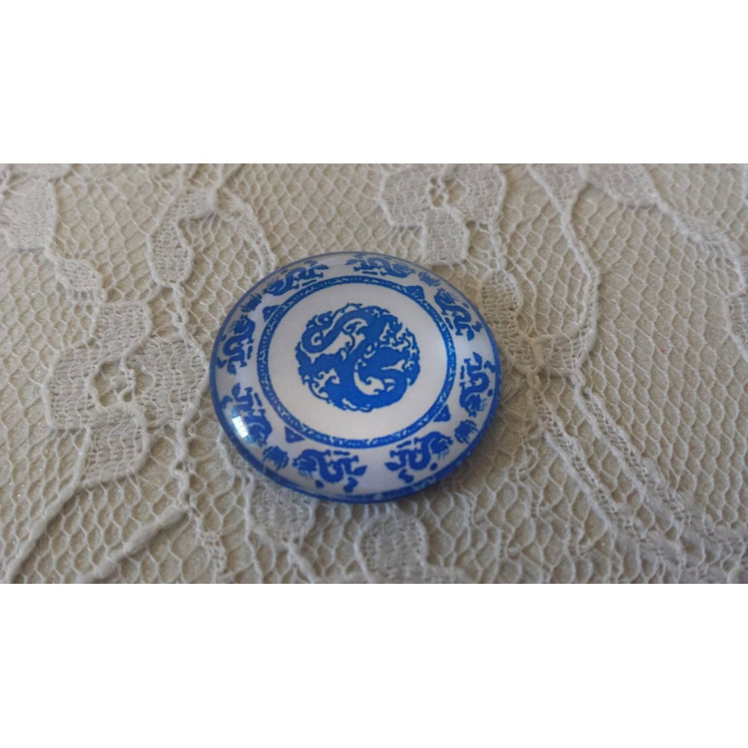 cabochão de vidro redondo 25mm flor 039 